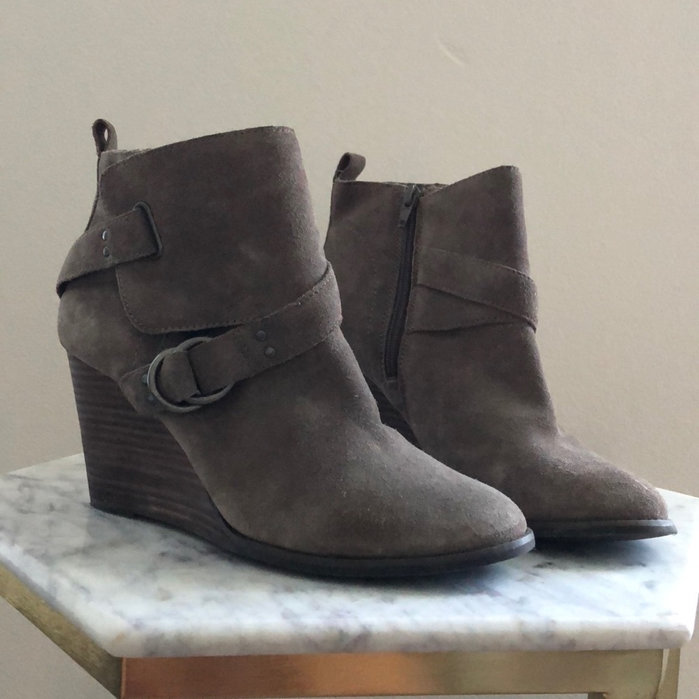Lucky Brand suede wedge booties